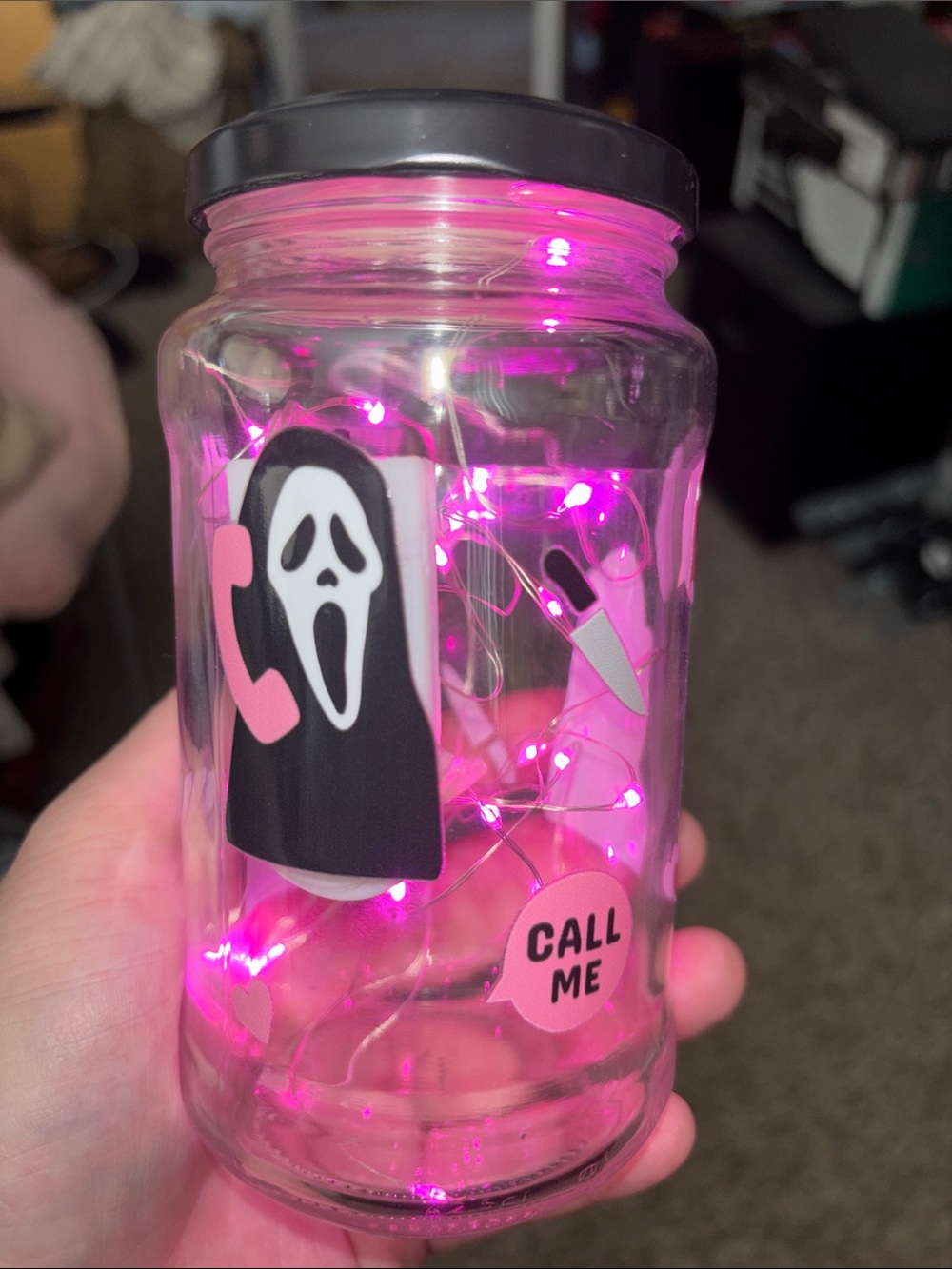 Horror movie Fandom vibes "Call Me" Light Jar 💕👻